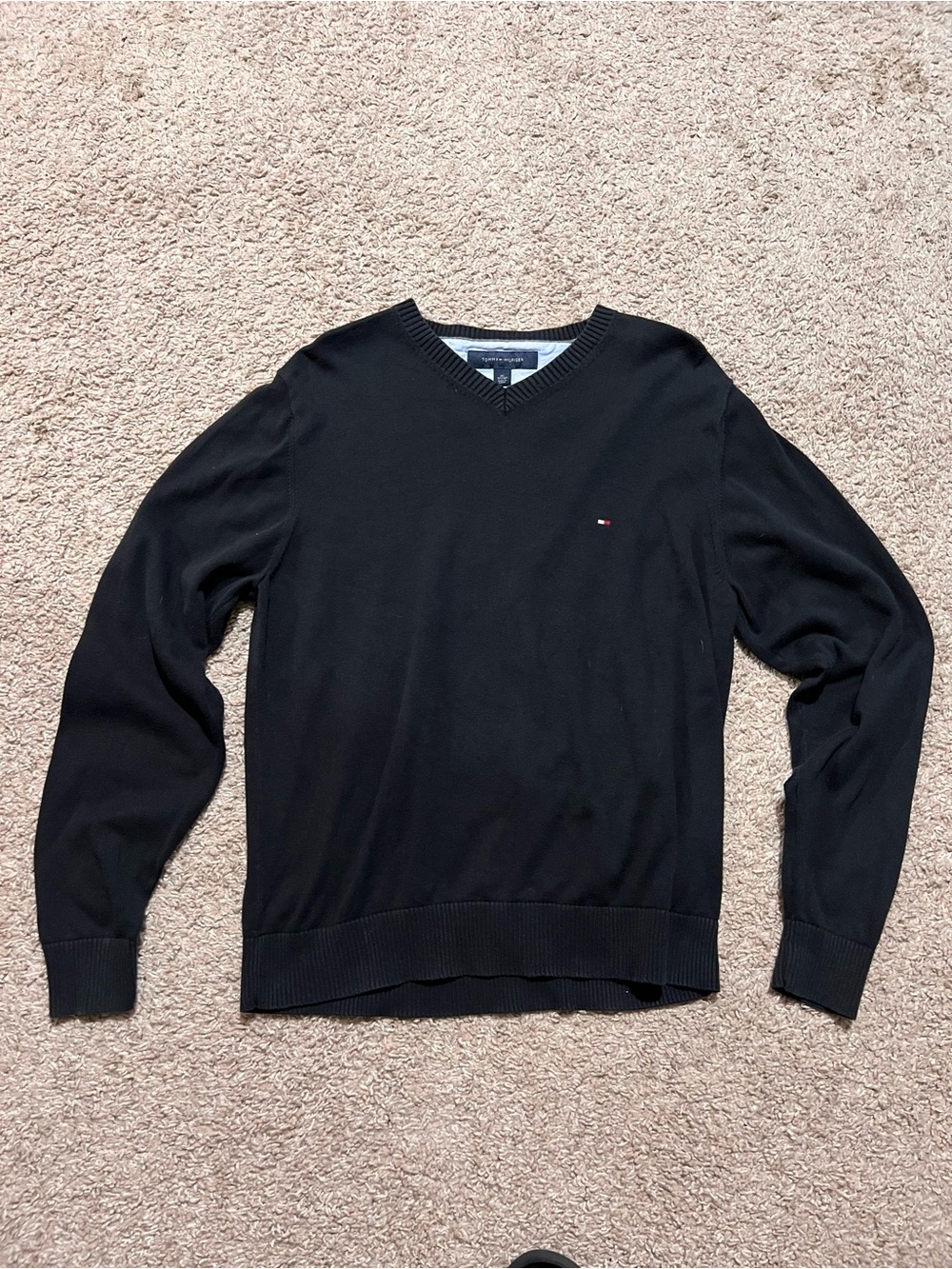 Tommy Hilfiger Men’s Black V-Neck Pullover Sweater